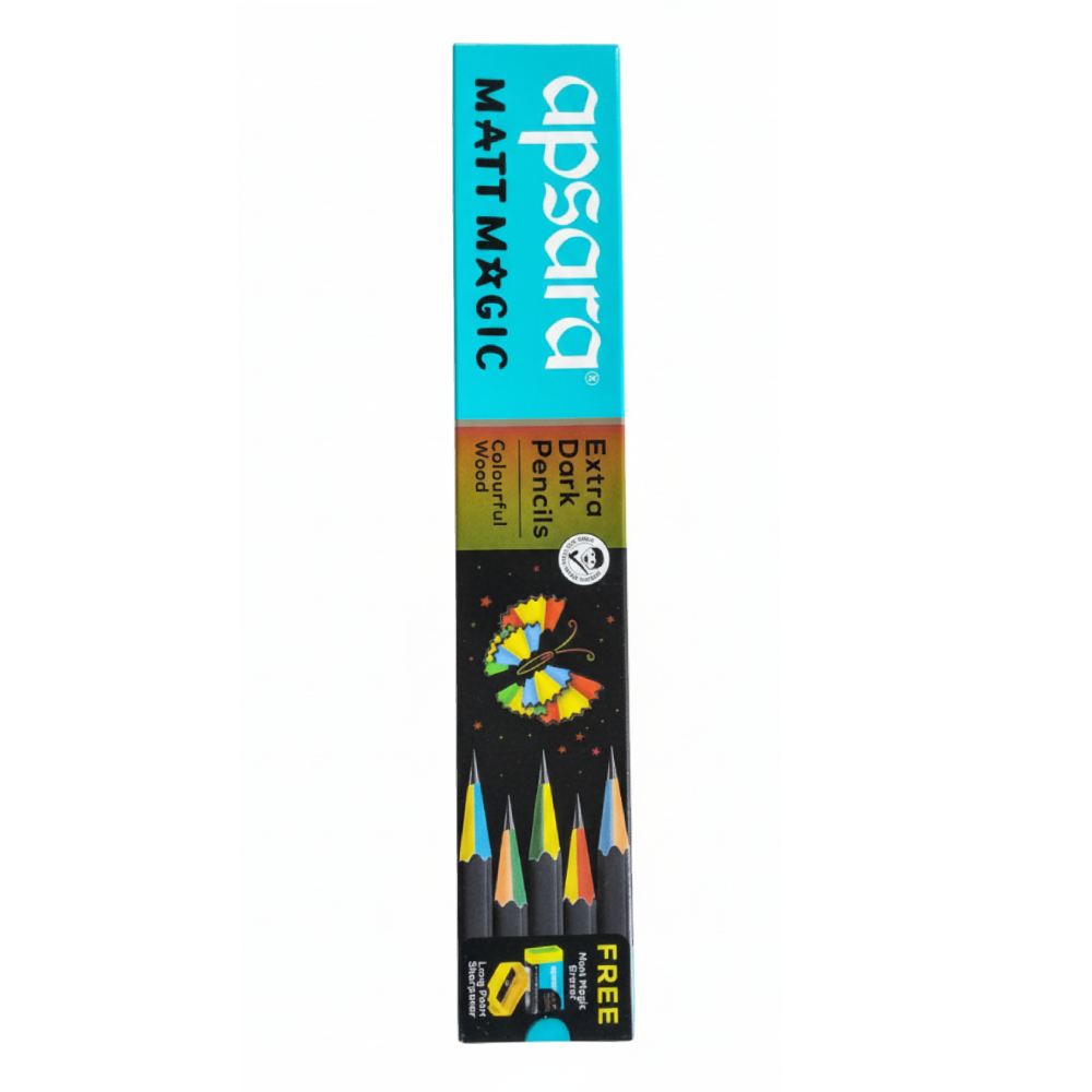 Apsara Matt Magic Extra Dark Pencils Free Eraser and Sharpner pack of 1